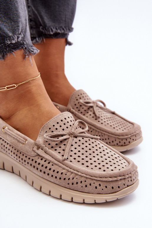 Damenmokassins mit Bändern in Beige Reece Damenmokassins mit Bändern in Beige Reece