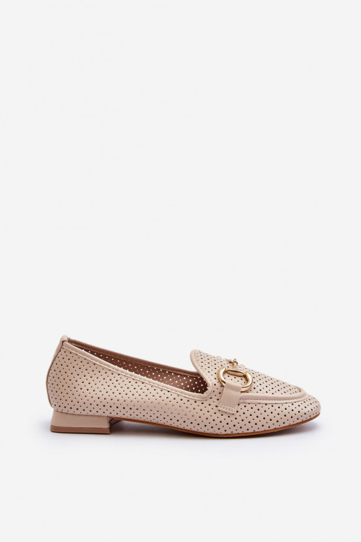 Damen-Mokassins mit breiten Absätzen und Ornamenten in Beige von Iluvana Damen-Mokassins mit breiten Absätzen und Ornamenten in Beige von Iluvana