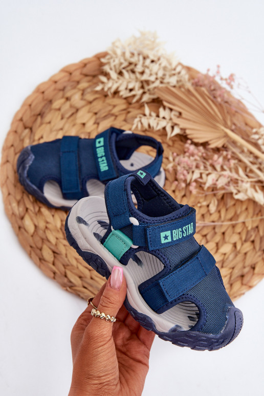 Sandalen für Jungen mit Klebeverschlüssen Big Star NN374236 dunkelblau