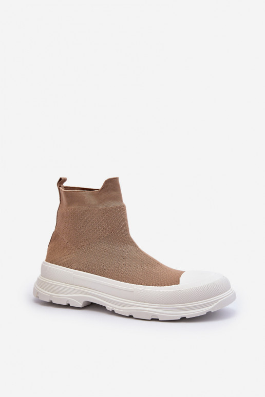 Braune Ilanae-Stiefeletten für Damen mit sockenartiger Innensohle