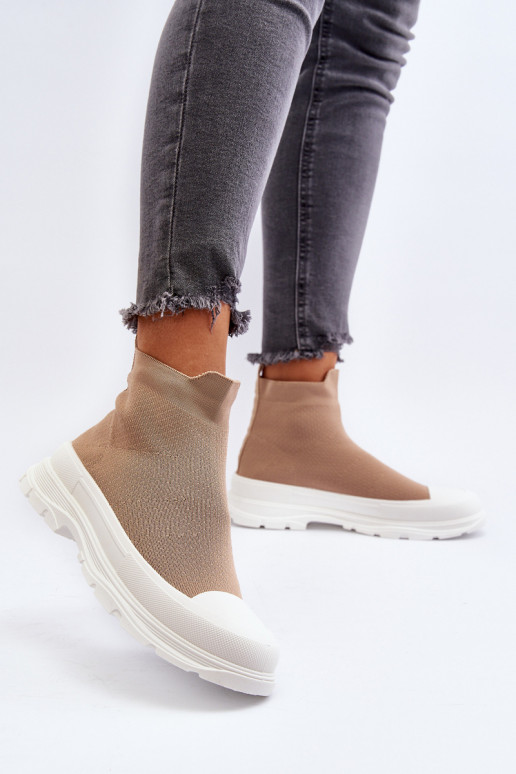 Braune Ilanae-Stiefeletten für Damen mit sockenartiger Innensohle