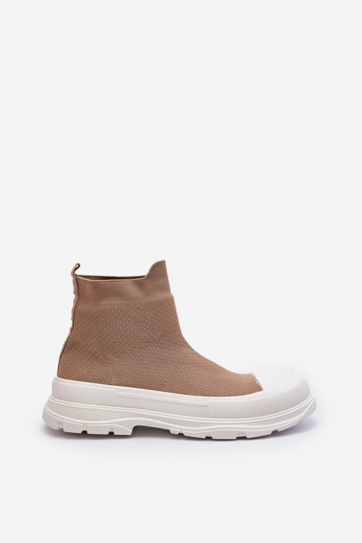 Braune Ilanae-Stiefeletten für Damen mit sockenartiger Innensohle