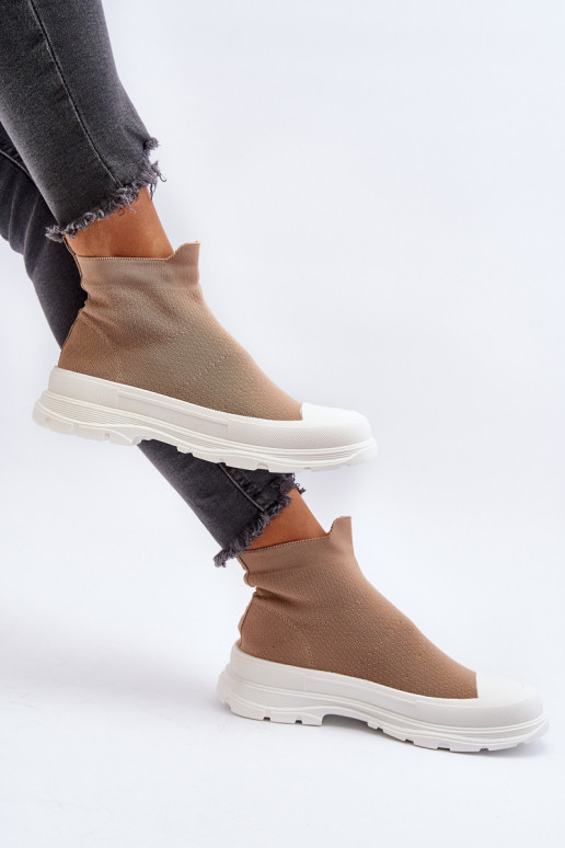 Braune Ilanae-Stiefeletten für Damen mit sockenartiger Innensohle