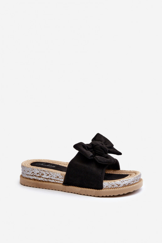 Aflia Plateau-Slipper mit Bändern in Schwarz