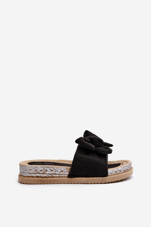 Aflia Plateau-Slipper mit Bändern in Schwarz