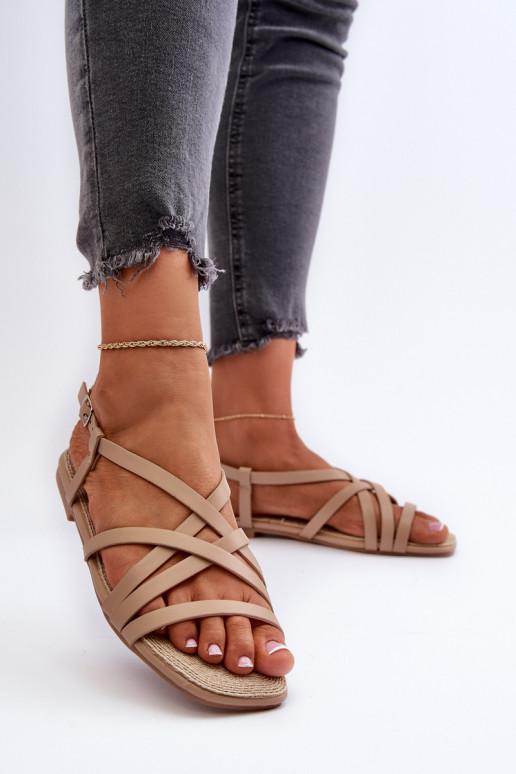 Flache Sandalen für Damen Big Star NN274012 in der Farbe Beige Flache Sandalen für Damen Big Star NN274012 in der Farbe Beige