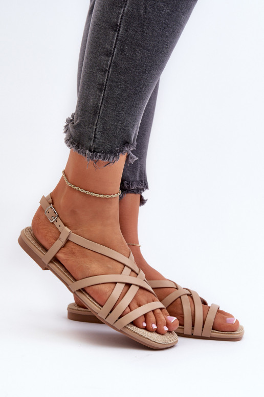 Flache Sandalen für Damen Big Star NN274012 in der Farbe Beige Flache Sandalen für Damen Big Star NN274012 in der Farbe Beige