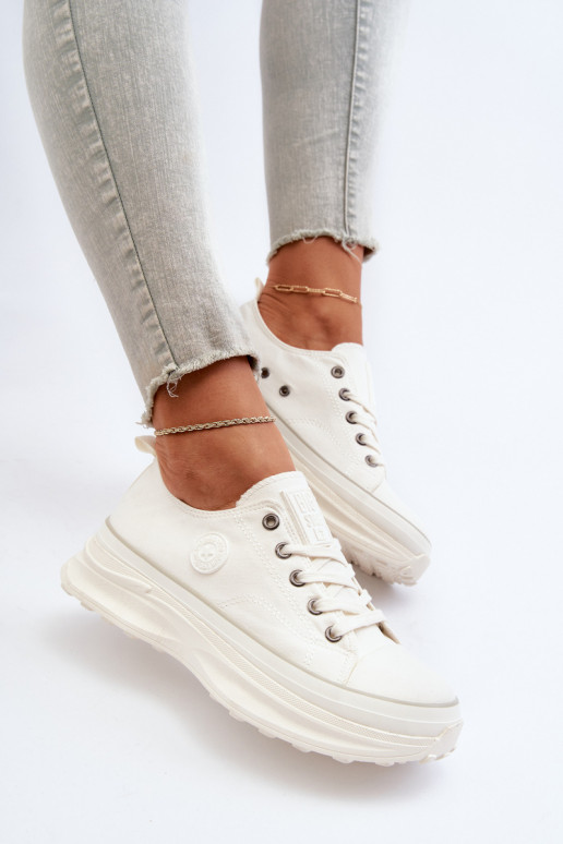 Damenschuhe mit modischer massiver Sohle Big Star NN274126 weiße Farbe Damenschuhe mit modischer massiver Sohle Big Star NN274126 weiße Farbe