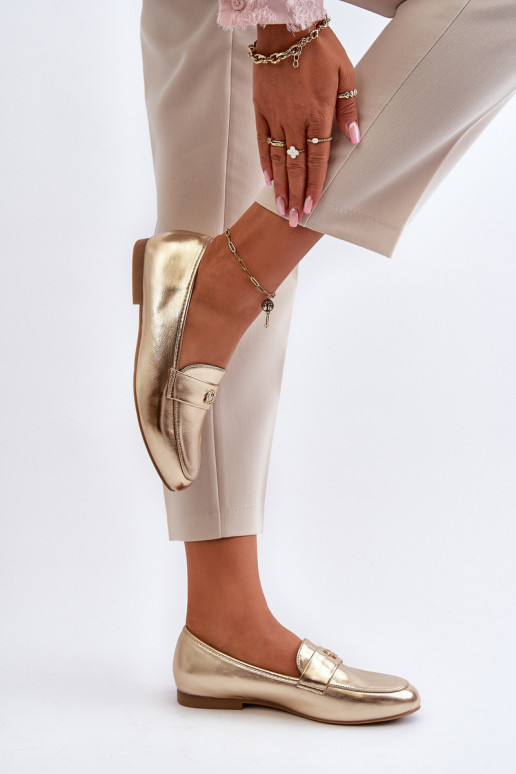 Damenmokassins mit weitem Absatz in Gold Sylvaine Damenmokassins mit weitem Absatz in Gold Sylvaine