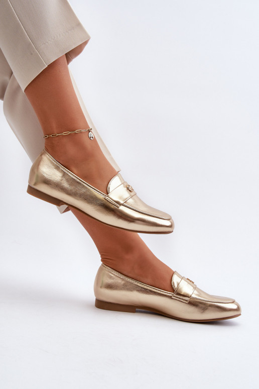 Damenmokassins mit weitem Absatz in Gold Sylvaine Damenmokassins mit weitem Absatz in Gold Sylvaine