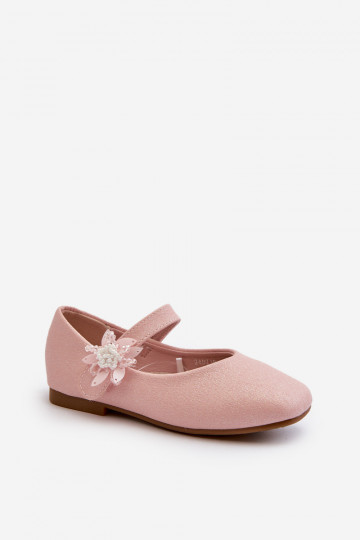 mit Glitzer-Ballerinas für Kinder mit Klebeverschlüssen rosa Farbe Jeylin