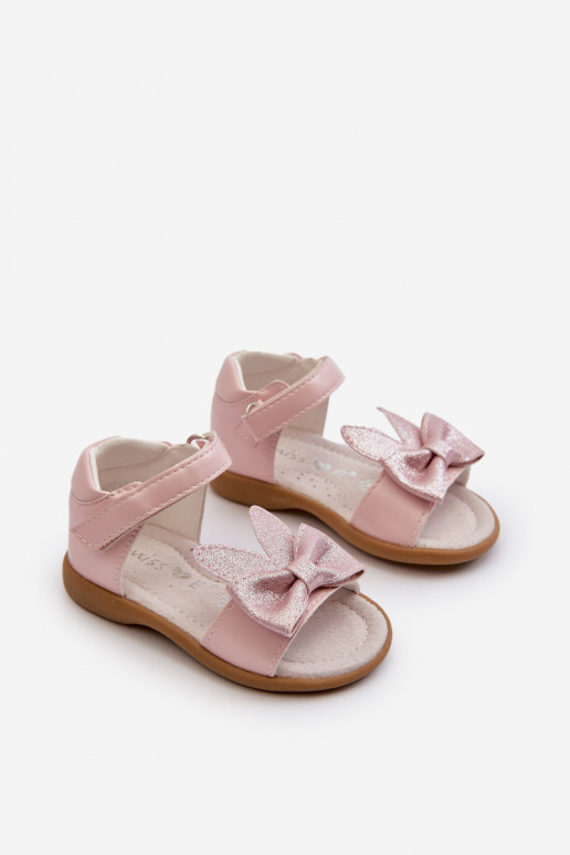 Kindersandalen mit Bändern und Klebeverschlüssen rosa Wistala