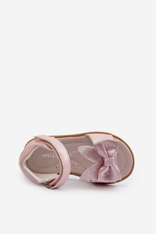 Kindersandalen mit Bändern und Klebeverschlüssen rosa Wistala
