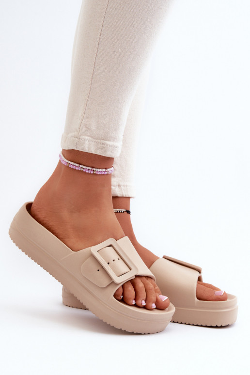 Big Star NN274A666 leichte Plateausandalen mit Schnallen beige Big Star NN274A666 leichte Plateausandalen mit Schnallen beige