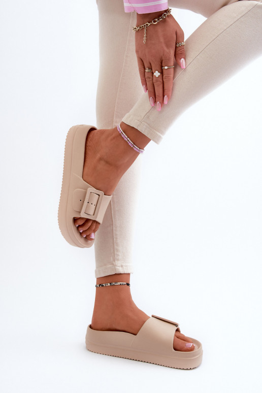 Big Star NN274A666 leichte Plateausandalen mit Schnallen beige Big Star NN274A666 leichte Plateausandalen mit Schnallen beige