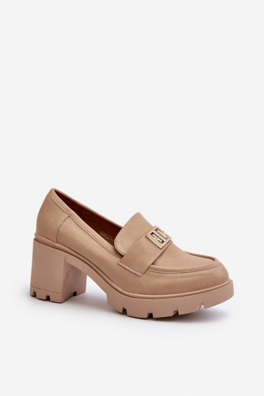Schuhe mit breiten Absätzen und Ornamenten beige Ranunca Schuhe mit breiten Absätzen und Ornamenten beige Ranunca