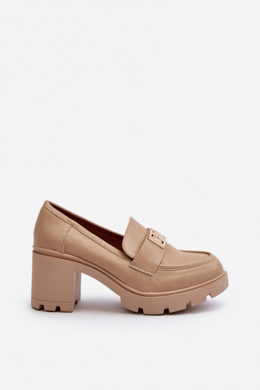 Schuhe mit breiten Absätzen und Ornamenten beige Ranunca Schuhe mit breiten Absätzen und Ornamenten beige Ranunca