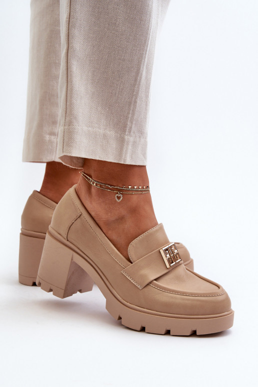 Schuhe mit breiten Absätzen und Ornamenten beige Ranunca Schuhe mit breiten Absätzen und Ornamenten beige Ranunca