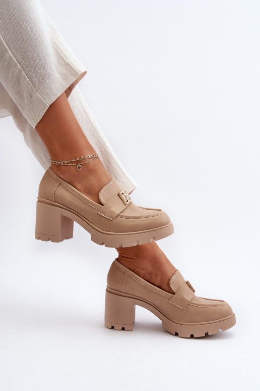 Schuhe mit breiten Absätzen und Ornamenten beige Ranunca Schuhe mit breiten Absätzen und Ornamenten beige Ranunca