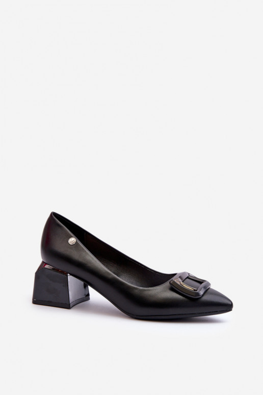 Schuhe mit Absätzen Klocku mit Ornamenten Eko schwarz Farbe Sarala Schuhe mit Absätzen Klocku mit Ornamenten Eko schwarz Farbe Sarala