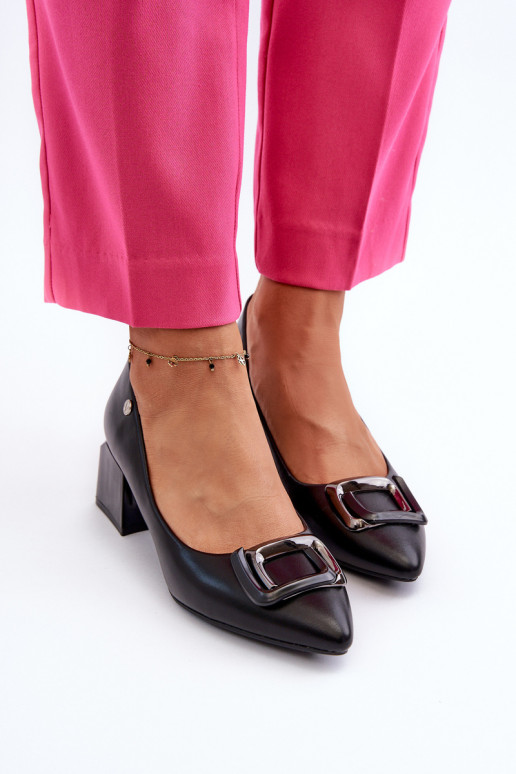 Schuhe mit Absätzen Klocku mit Ornamenten Eko schwarz Farbe Sarala Schuhe mit Absätzen Klocku mit Ornamenten Eko schwarz Farbe Sarala