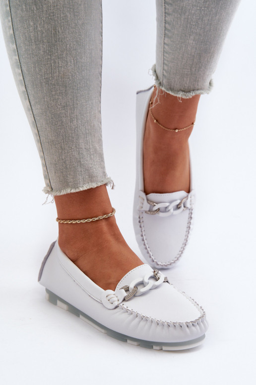 Damenmokassins mit Ornamenten in weißer Farbe S.Barski LR339 Damenmokassins mit Ornamenten in weißer Farbe S.Barski LR339