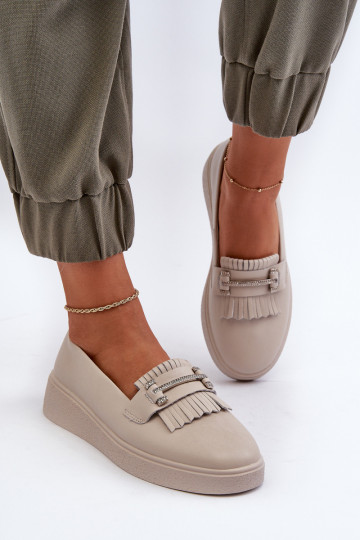 Damenmokassins mit Plateau beige S.Barski LR590