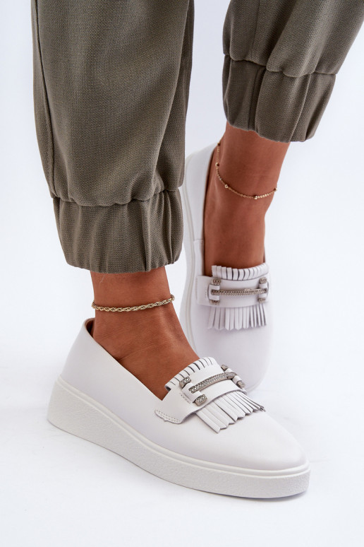 Damen-Mokassins mit Plateau in der Farbe Weiß S.Barski LR590 Damen-Mokassins mit Plateau in der Farbe Weiß S.Barski LR590