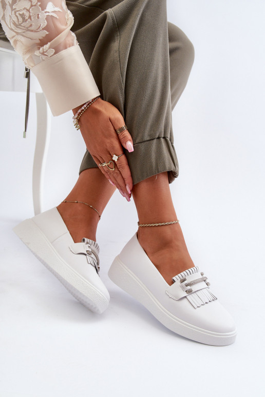 Damen-Mokassins mit Plateau in der Farbe Weiß S.Barski LR590 Damen-Mokassins mit Plateau in der Farbe Weiß S.Barski LR590