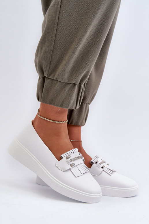 Damen-Mokassins mit Plateau in der Farbe Weiß S.Barski LR590 Damen-Mokassins mit Plateau in der Farbe Weiß S.Barski LR590