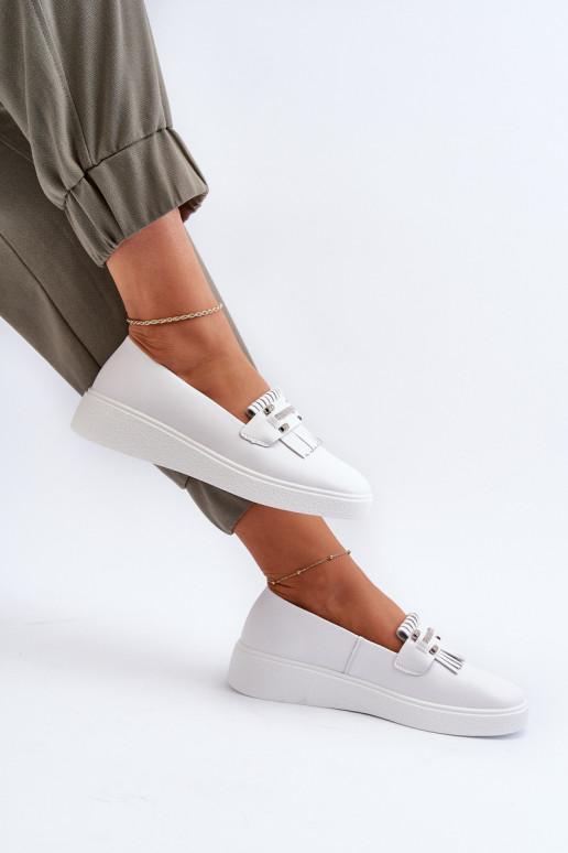 Damen-Mokassins mit Plateau in der Farbe Weiß S.Barski LR590 Damen-Mokassins mit Plateau in der Farbe Weiß S.Barski LR590