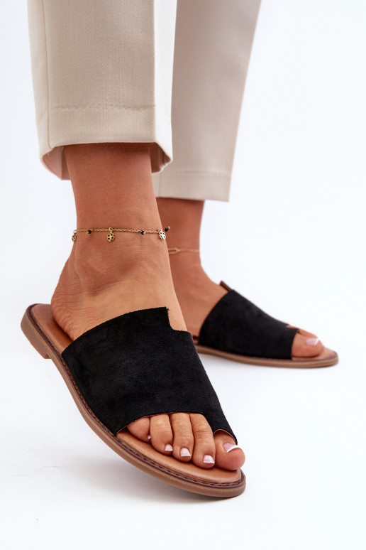 Wildlederpantoffeln in der schwarzen Farbe Amite Wildlederpantoffeln in der schwarzen Farbe Amite