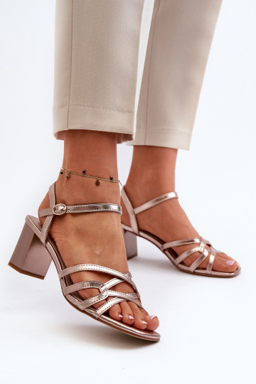 Damen-Sandalen mit hohen Absätzen Sergio Leone SK065 in Goldfarbe