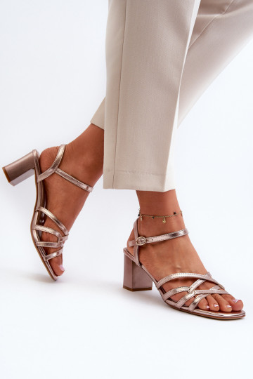 Damen-Sandalen mit hohen Absätzen Sergio Leone SK065 in Goldfarbe 2