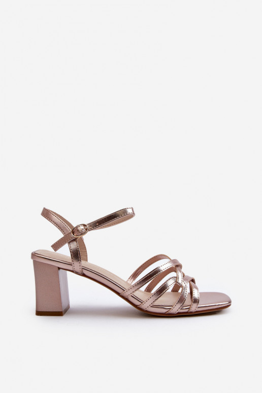 Damen-Sandalen mit hohen Absätzen Sergio Leone SK065 in Goldfarbe