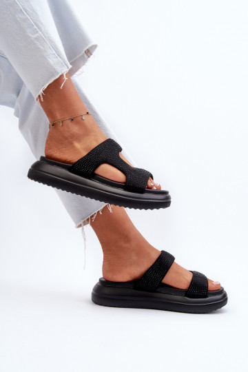 Verzierte Damen-Flip-Flops mit Plateau in der Farbe Schwarz von Jestella 2