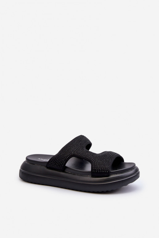 Verzierte Damen-Flip-Flops mit Plateau in der Farbe Schwarz von Jestella Verzierte Damen-Flip-Flops mit Plateau in der Farbe Schwarz von Jestella