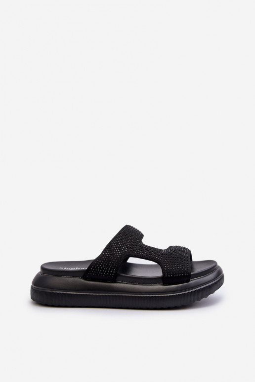 Verzierte Damen-Flip-Flops mit Plateau in der Farbe Schwarz von Jestella Verzierte Damen-Flip-Flops mit Plateau in der Farbe Schwarz von Jestella
