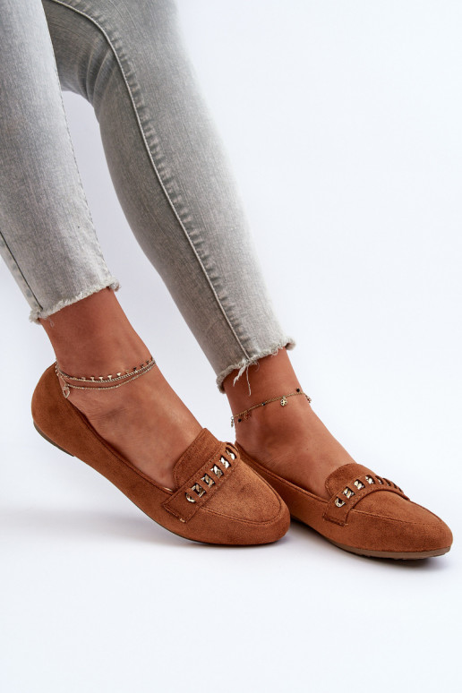 Glänzende Mokassins mit Ketten in braunem Aredilla Glänzende Mokassins mit Ketten in braunem Aredilla