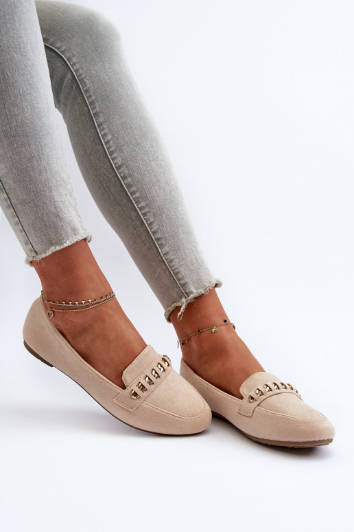 Funkelnde Mokassins mit Ketten in beigem Aredilla Funkelnde Mokassins mit Ketten in beigem Aredilla