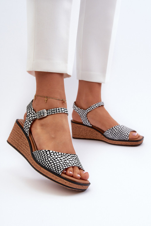 Plateausandalen Sergio Leone SK303 Weiß-Schwarz