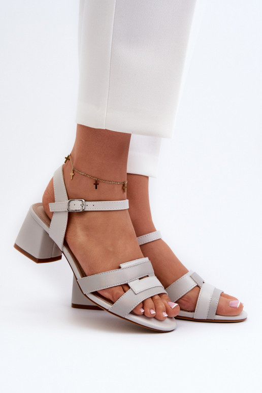 Damensandalen mit Absatz aus Öko-Leder Sergio Leone SK894 in der Farbe Grau