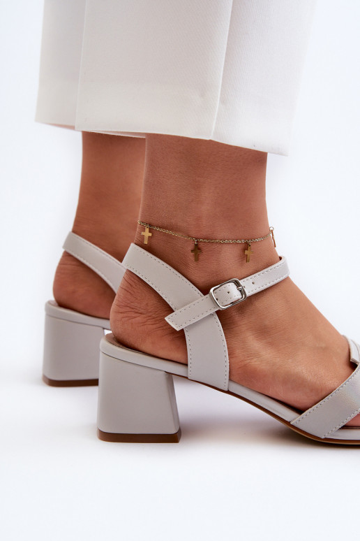 Damensandalen mit Absatz aus Öko-Leder Sergio Leone SK894 in der Farbe Grau