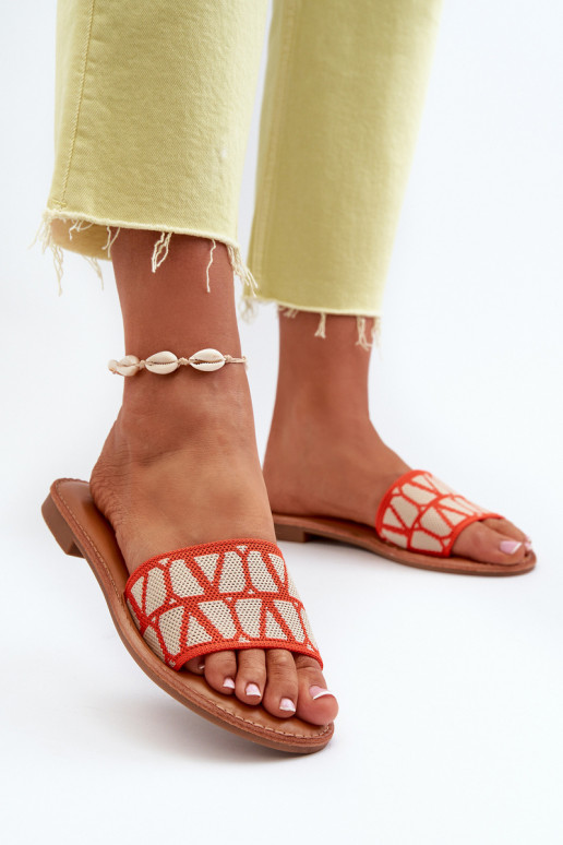 Damen-Flip-Flops mit weitem Absatz in der Farbe Orange von Traivea