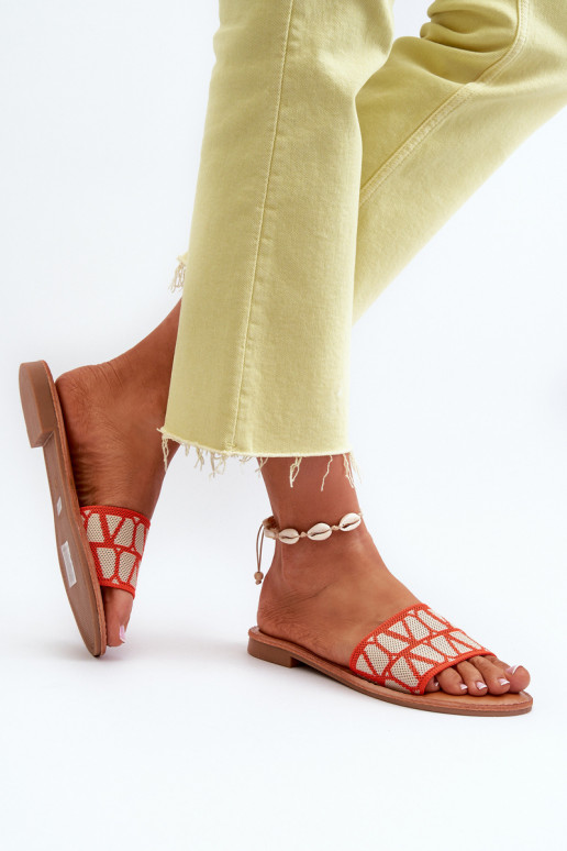 Damen-Flip-Flops mit weitem Absatz in der Farbe Orange von Traivea