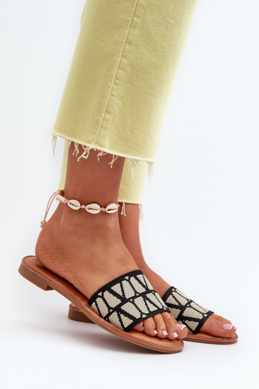 Damen-Flip-Flops mit weitem Absatz in der Farbe Schwarz Traivea