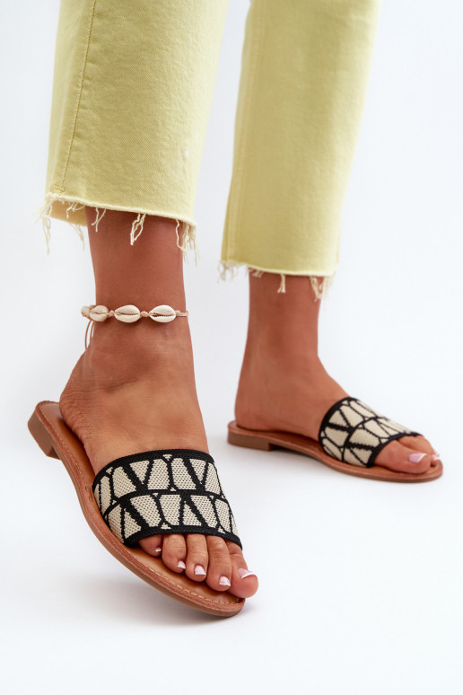 Damen-Flip-Flops mit weitem Absatz in der Farbe Schwarz Traivea