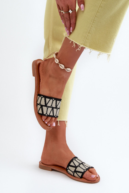 Damen-Flip-Flops mit weitem Absatz in der Farbe Schwarz Traivea