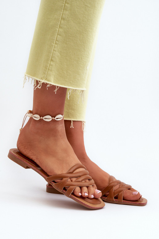 Damenhausschuhe Eko mit breiten Absätzen in der Farbe Braun von Moldela Damenhausschuhe Eko mit breiten Absätzen in der Farbe Braun von Moldela