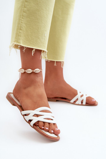 Damenhausschuhe Eko mit breiten Absätzen in der Farbe Weiß von Moldela 2